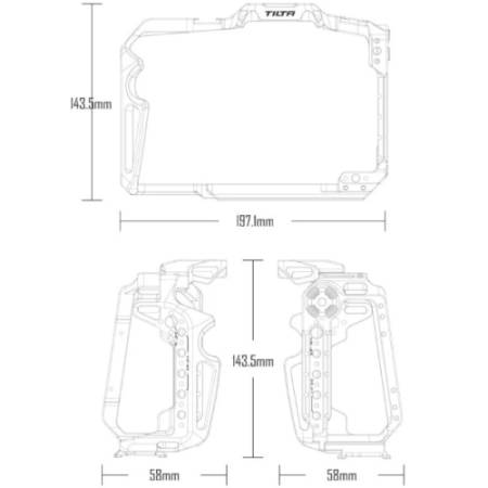 Tilta TA-T64-A-B (Advanced Kit) - zestaw z klatką do BMCC 6K - wymiary